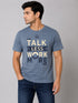 Printed Tee In Mauve Blue