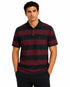 Maroon and Black Men`s Striped Polo