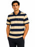 Beige & Navy Men`s Striped Polo