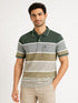 Men`s Stripped Cotton Polo In Green