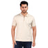 Fancy Knit Zipped Polo In Beige