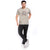 Printed Round Neck Tee in Beige