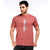 Printed Round Neck tee in Crimson