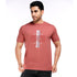 Printed Round Neck tee in Crimson