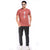 Printed Round Neck tee in Crimson