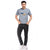 Printed Round Neck Tee in Light Grey