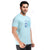 Printed Round Neck Tee in Light Blue