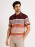 Men`s Stripped Cotton Polo In Rust