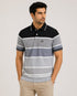 Men`s Stripped Cotton Polo In Black
