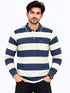 Structured Fabric Polo In Blue & Off White