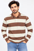 Structured Fabric Polo In Brown & Off White
