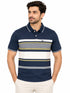 Fancy Knit Blue Stripped Polo