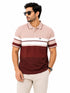 Structured Stripped Polo In Maroon