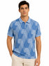 Transfer Knit Zipper Polo In Blue