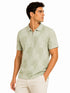 Transfer Knit Zipper Polo In Green
