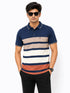 Stripped Polo In Deep Blue