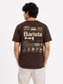 Oversized Cafe Printed Brown Tee