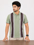 Vertical Stripped Polo Green & Brown