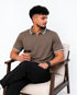 Fancy Zipped Polo In Brown